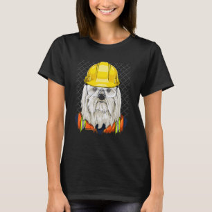 Camiseta Trabalhador De Construção Maltês Pet Maltês Do