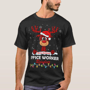 Camiseta Trabalhador de Escritório Rena de Santa Chapéu Búf