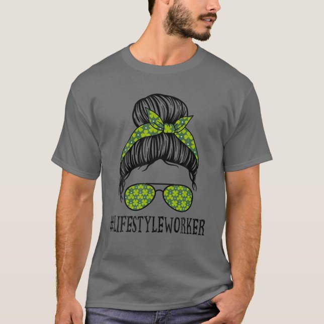 Camiseta Trabalhador de Estilo de Vida Dia de São Patrício  (Frente)