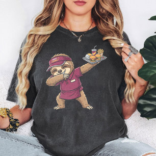 Camiseta Trabalhador de Fast Food Sloth Dab Hambúrguer Bata