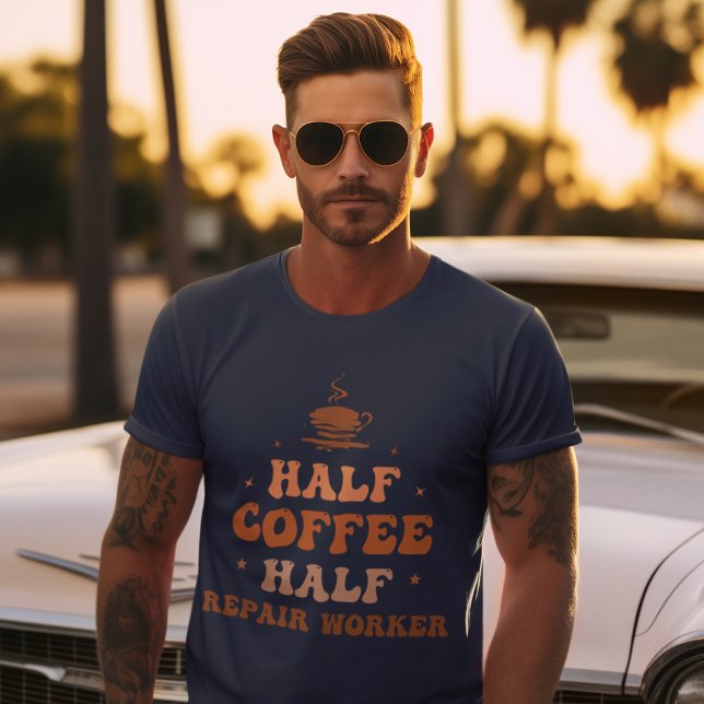 Camiseta Trabalhador de Meio Café de Reparo (Criador carregado)