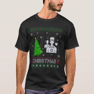 Camiseta Trabalhador de Saúde Xmas Tree Lighting Ugly Chris