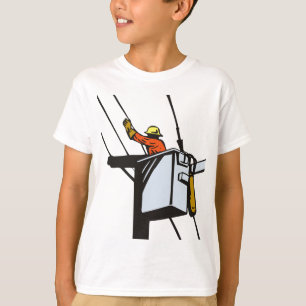 Camiseta Trabalhador elétrico do eletricista do lineman do