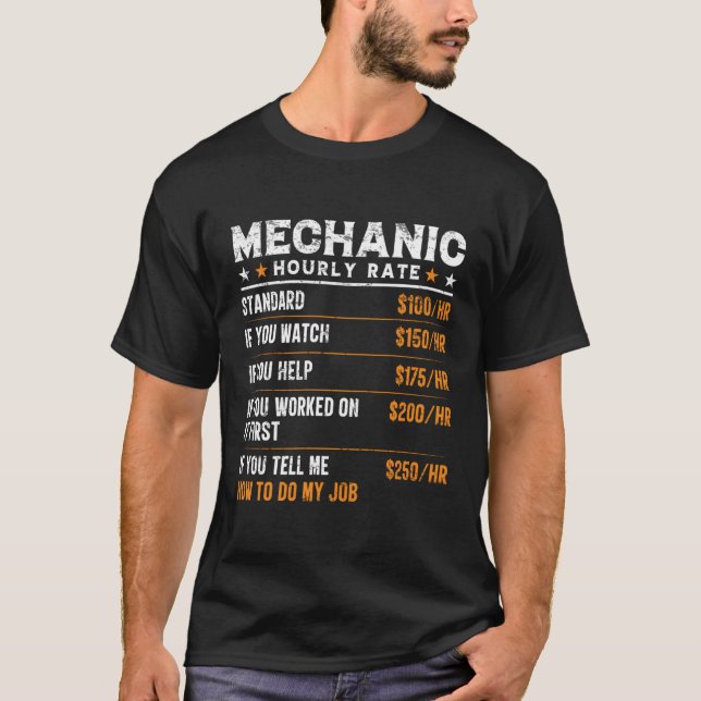 Camiseta Trabalhador Mecânico de Taxa Horária Mecânica (Frente)