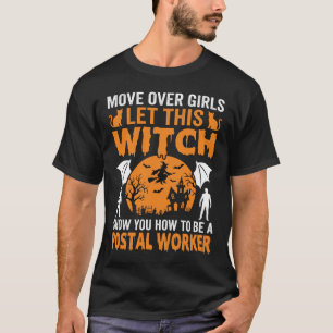 Camiseta Trabalhador Postal Engraçado da Bruxa do Gato Gráf