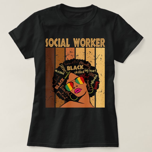 Camiseta Trabalhador Social Afro-Americano História Negra (Frente do Design)