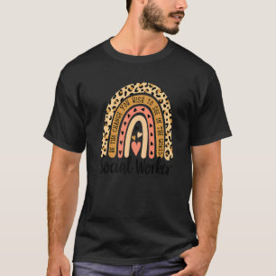 Camiseta Trabalhador Social Arco-íris Leopardo Trabalho Soc