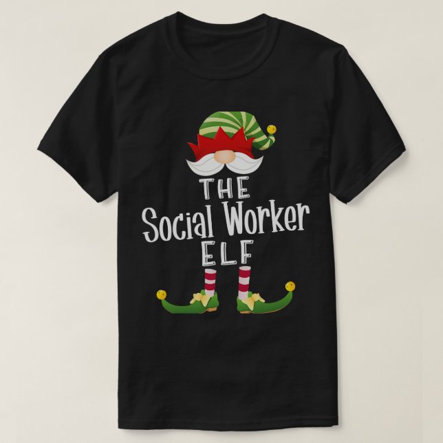 Camiseta Trabalhador Social Elf Group Natal Engraçado Pajam (Frente do Design)