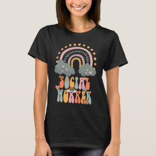 Camiseta Trabalhador Social Groovy Retro Vintage Arco-íris