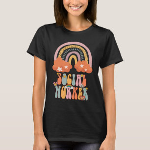 Camiseta Trabalhador Social Groovy Retro Vintage Rainbow So