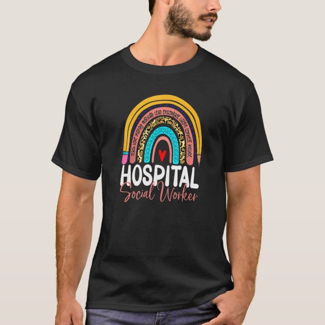 Camiseta Trabalhador Social Hospitalar Leopard Rainbow Saúd (Frente)