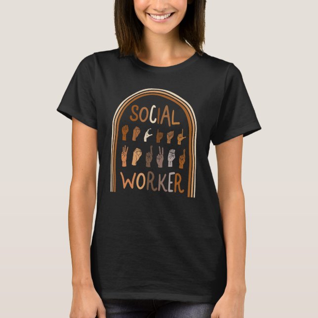 Camiseta Trabalhador social Sinal de Mão Sinal de Trabalho  (Frente)