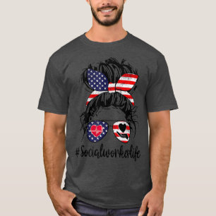 Camiseta Trabalhador Social Vida 4 de julho Bandeira Patrió