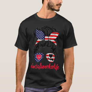 Camiseta Trabalhador Social Vida 4 de julho Bandeira Patrió