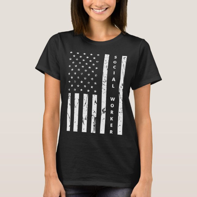 Camiseta Trabalhador Social Vintage Estados Unidos Sinaliza (Frente)