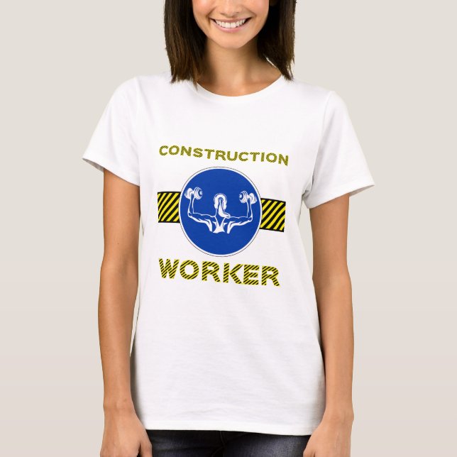 Camiseta Trabalhadora de Construção, Humor Blue Sign GyGirl (Frente)