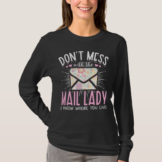 Camiseta Trabalhadora Postal Esposa Funny Mailman Mulher (Frente)