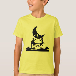 Camiseta Trabalhadores de reparo da lua rachada em andaime