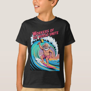 Camiseta Trabalhadores Do Mundo Unido Surfando Karl Marx