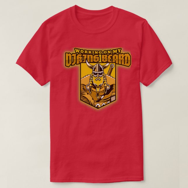 Camiseta Trabalhando em Minha Barba Viking (Frente do Design)