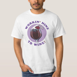 Camiseta Trabalhando Nove Para Vinho Citação das passagen