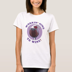 Camiseta Trabalhando Nove Para Vinho Citação das passagen
