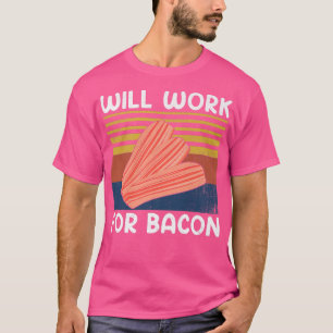 Camiseta Trabalhará no Bacon Retro Vintage Style Carne de S