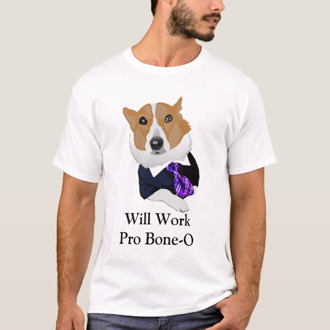Camiseta Trabalhará o pro cão Meme do advogado do Osso-o (Frente)