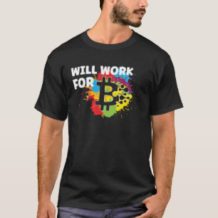Camiseta Trabalhará Por Bitcoin Cor Retro Splash BTC