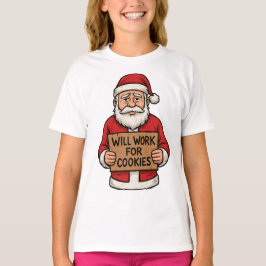 Camiseta Trabalhará por Cookies – Natal do Papai Noel Engra