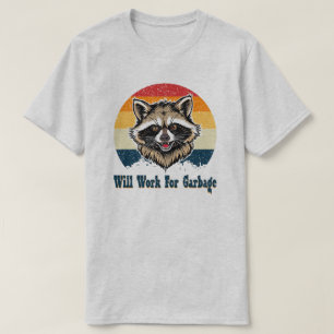 Camiseta Trabalhará Por Lixo Guaxinim Pôr do Sol
