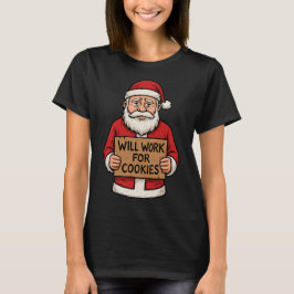 Camiseta Trabalharei por Cookies – Natal Divertido e Fofo d
