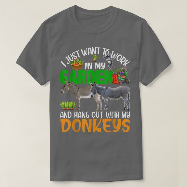 Camiseta Trabalhe E Sai Com Donkeys Gardening Donkey Fa (Frente do Design)