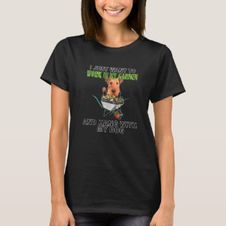 Camiseta Trabalhe No Meu Jardim & Pendure W Airedale Terrie