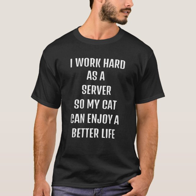 Camiseta Trabalhei duro como um Servidor para o estilo de v (Frente)