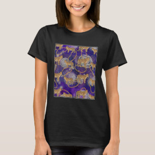 Camiseta Trabalho Artístico de Contas Gráficas Retro com Co