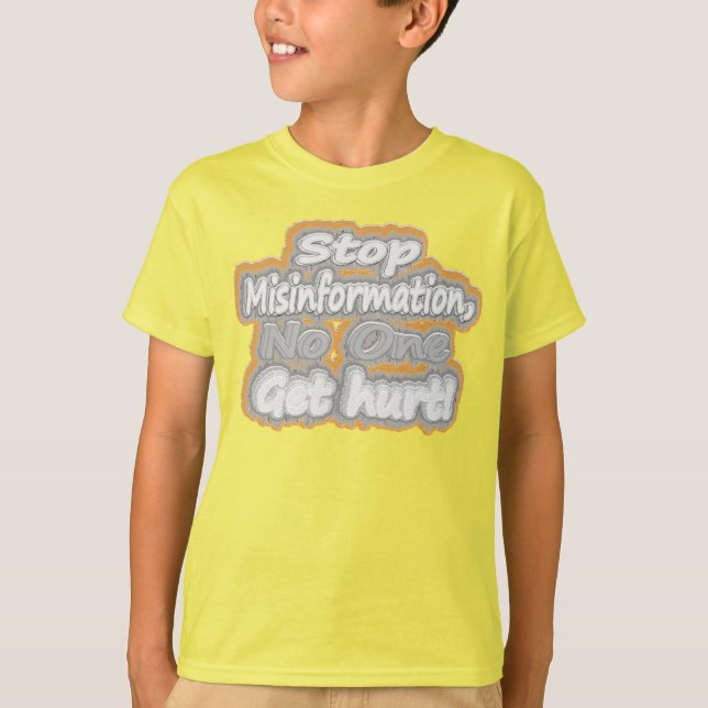 Camiseta Trabalho de arte Bonita Sobre "Interromper Desinfo (Frente)