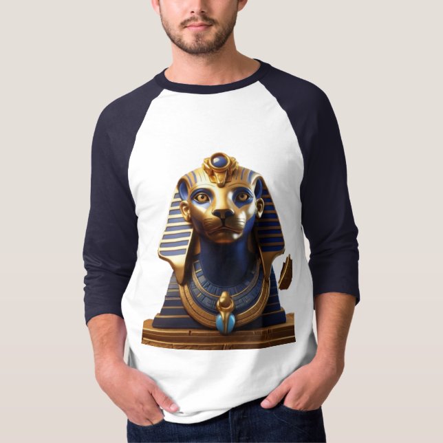 Camiseta Trabalho de arte da Estátua do Faraó Majestosa (Frente)