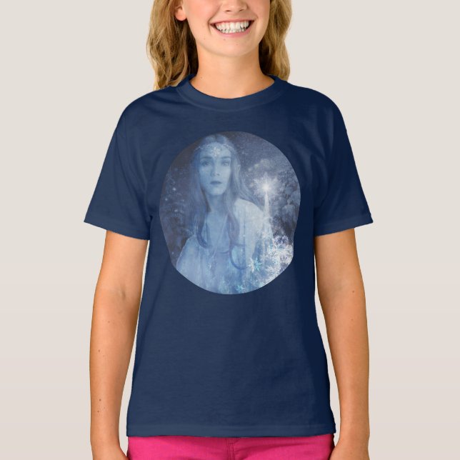 Camiseta Trabalho de arte de Fantasia da Rainha da Neve (Frente)
