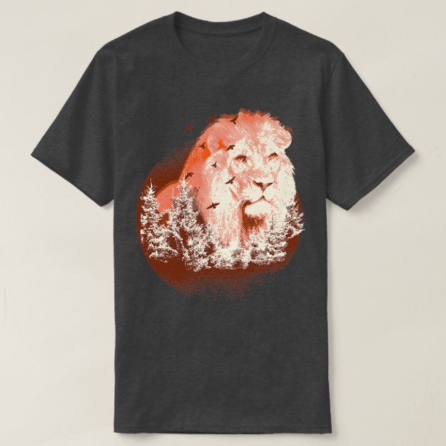 Camiseta Trabalho de arte de Leão Majestoso (Frente do Design)