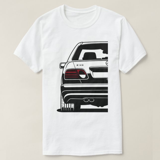 Camiseta Trabalho de arte de Mercedes W210 retrorreflectore (Frente do Design)