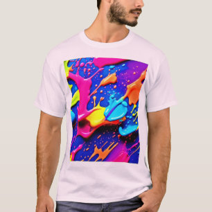 Camiseta Trabalho de arte de Splatter de Tinta Neon Vibrant