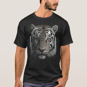 Camiseta Trabalho de arte de Tigre Branco - Mandala Animal 