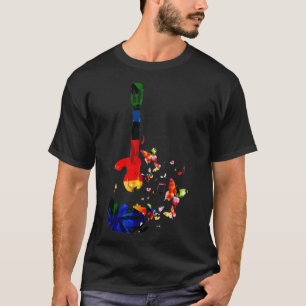 Camiseta trabalho de arte de violão colorido