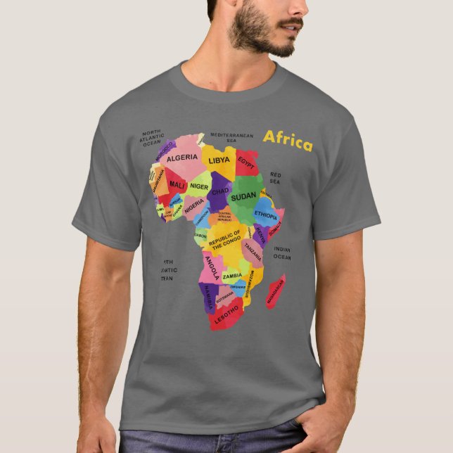 Camiseta Trabalho de arte do mapa africano (Frente)