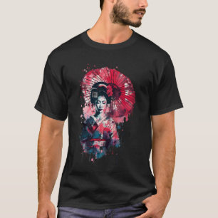 Camiseta Trabalho de arte Geisha Geisha Girl Kimono Traditi