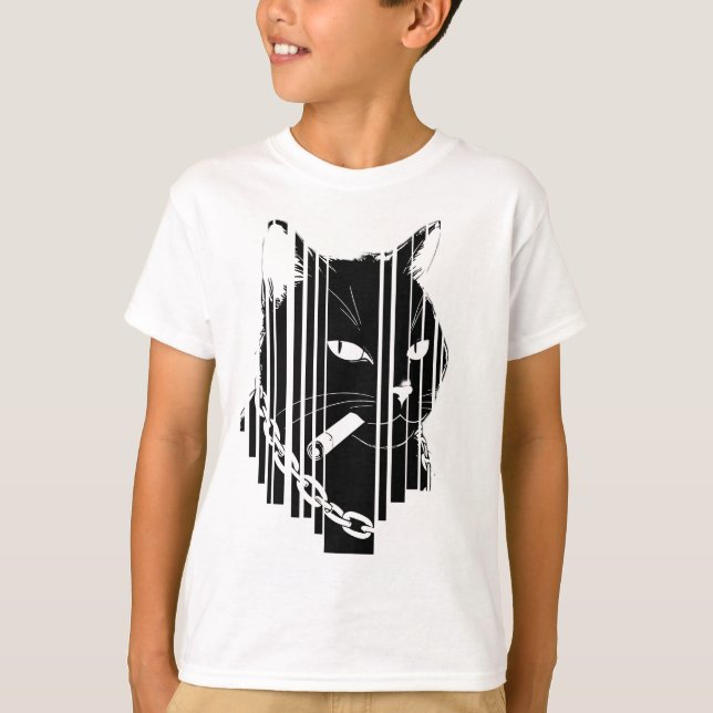 Camiseta Trabalho de arte gráfico de gato legal (Frente)