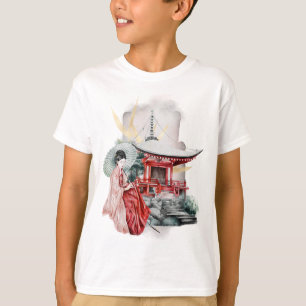 Camiseta Trabalho de arte Japonês Geisha Girl