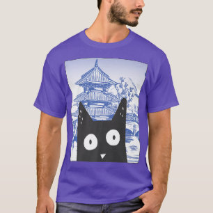 Camiseta Trabalho de arte Kawaii Cat Jardim Japonês Alt C