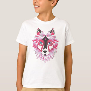 Camiseta Trabalho de arte Pink Wolf Head